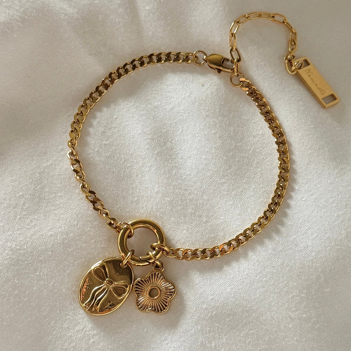 Bow and Flower Bracelet – Gold /Bow and Flower Bracelet- Gold