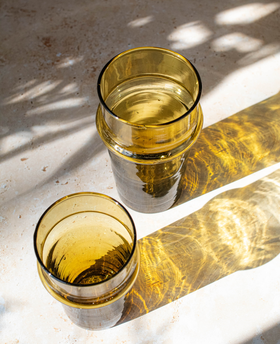 Petits Verres Beldi marocains couleur Ambre