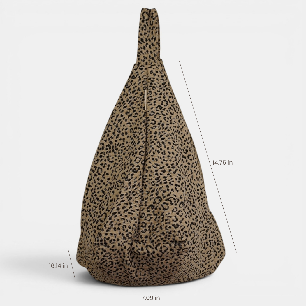 Sac rond à bandoulière en jacquard léopard – Beige et noir -d’Espagne