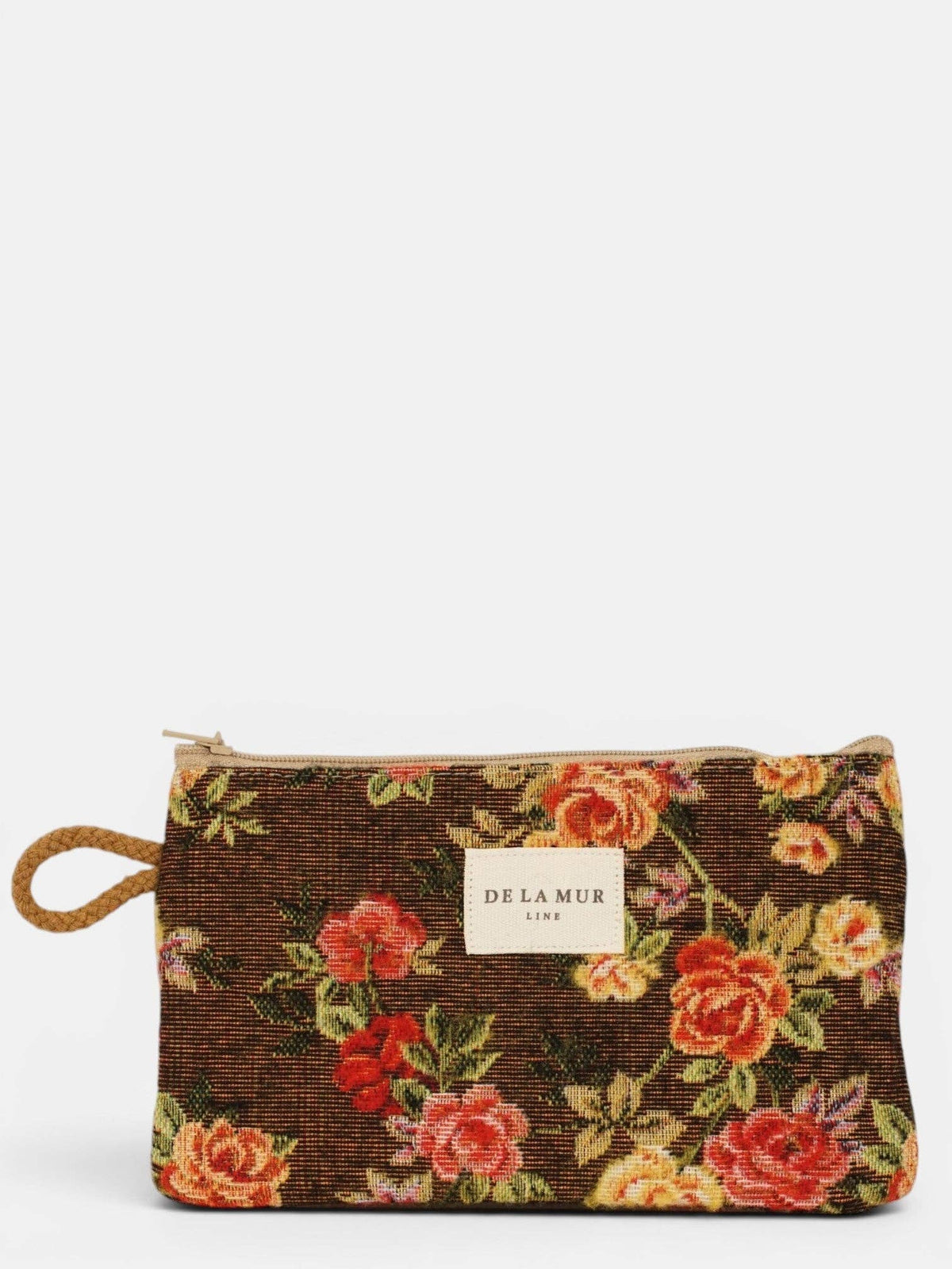 Petite trousse à maquillage floral / porte-monnaie – marron et rouge - d’Espagne