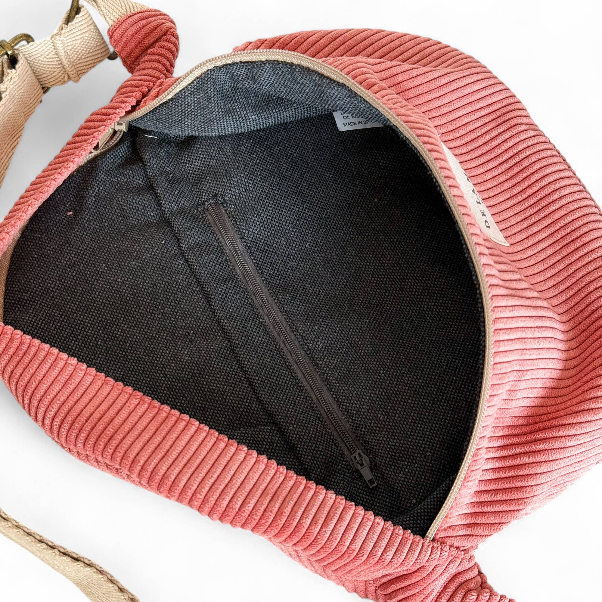 Sac banane en velours corail