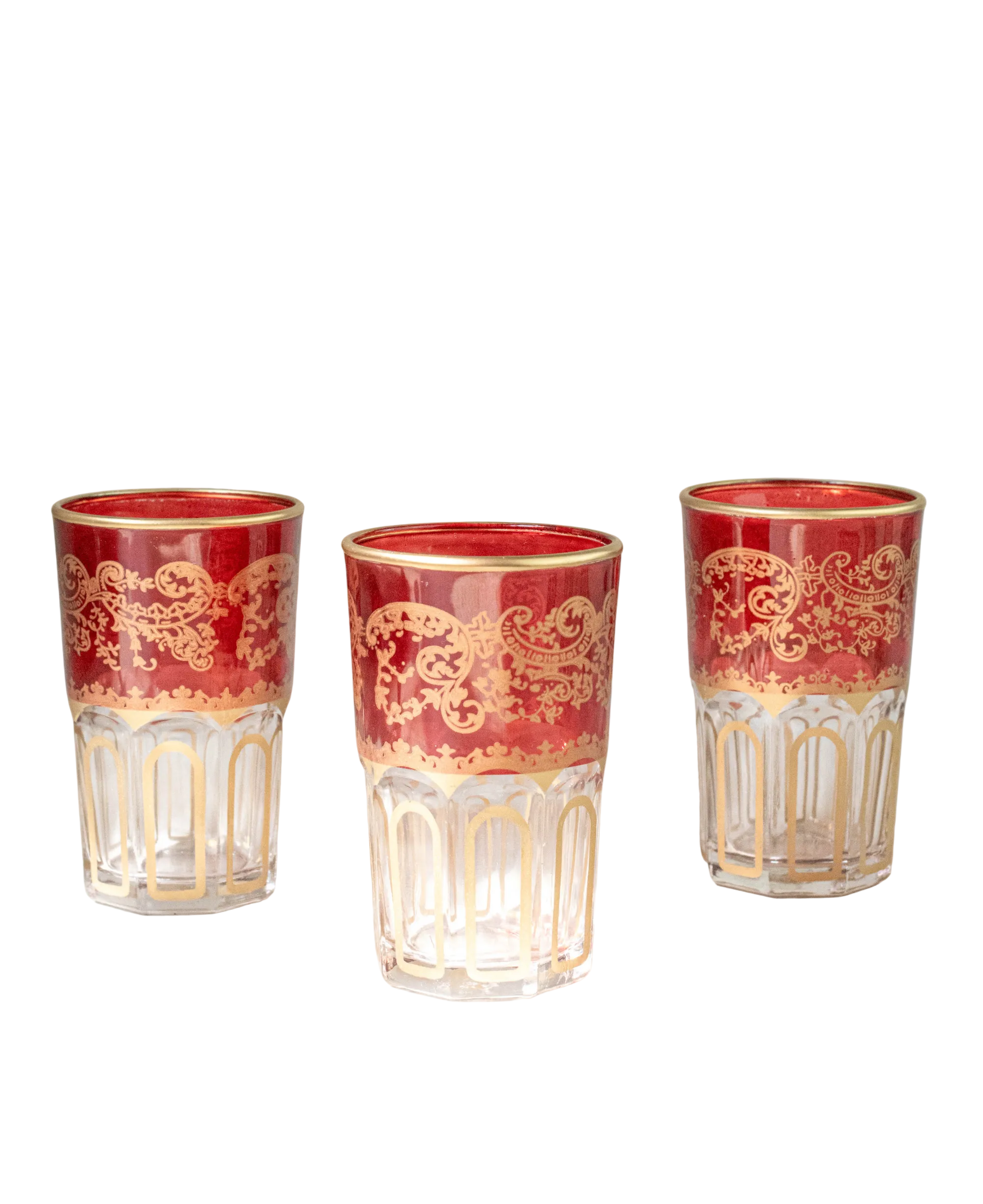 Ensemble de 6 verres à thé marocains rouges