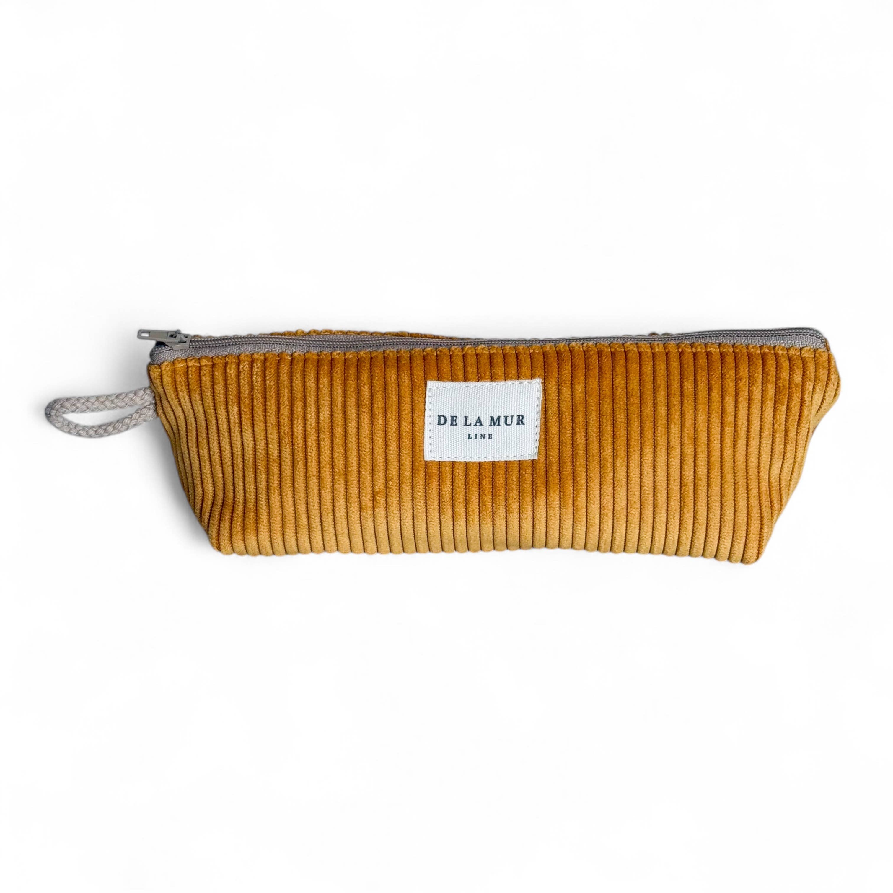 Trousse à crayon velours jaune