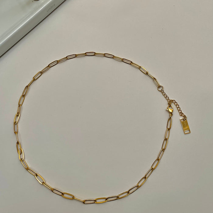 Paperclip Chain Necklace - Gold 