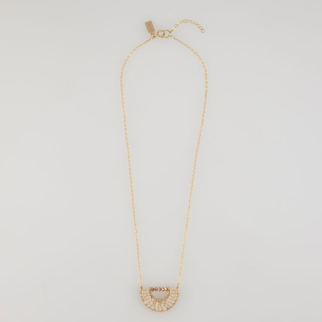 Collier Olakira demi-lune- rose